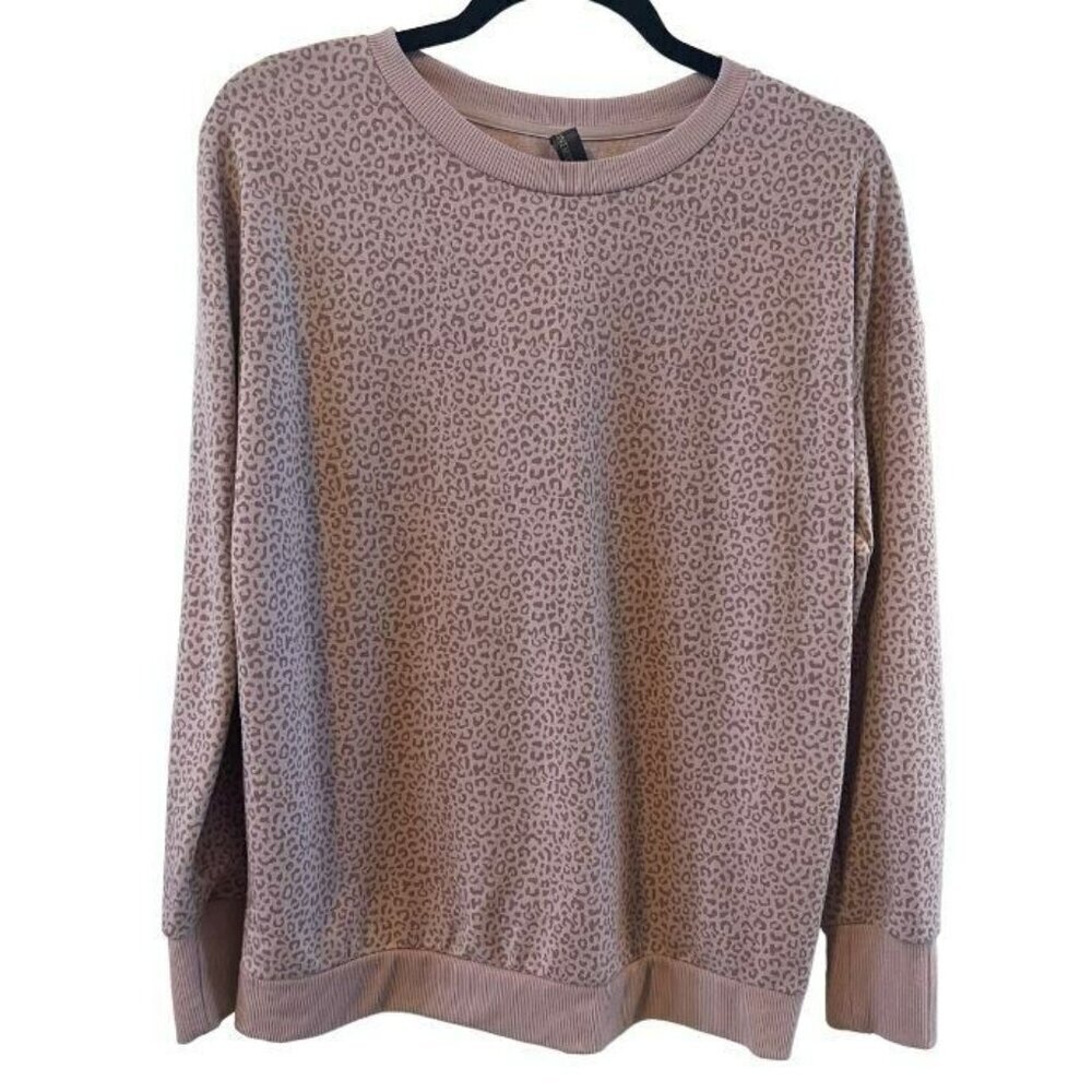 Mondetta Pink Purple Leopard Print Tunic Shirt S lightweight cozy loungewear